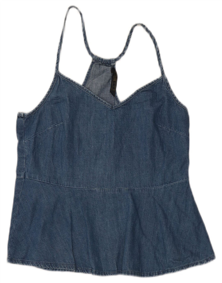 Zara Womens Denim Cami Top Reino Unido 12 Azul Médio