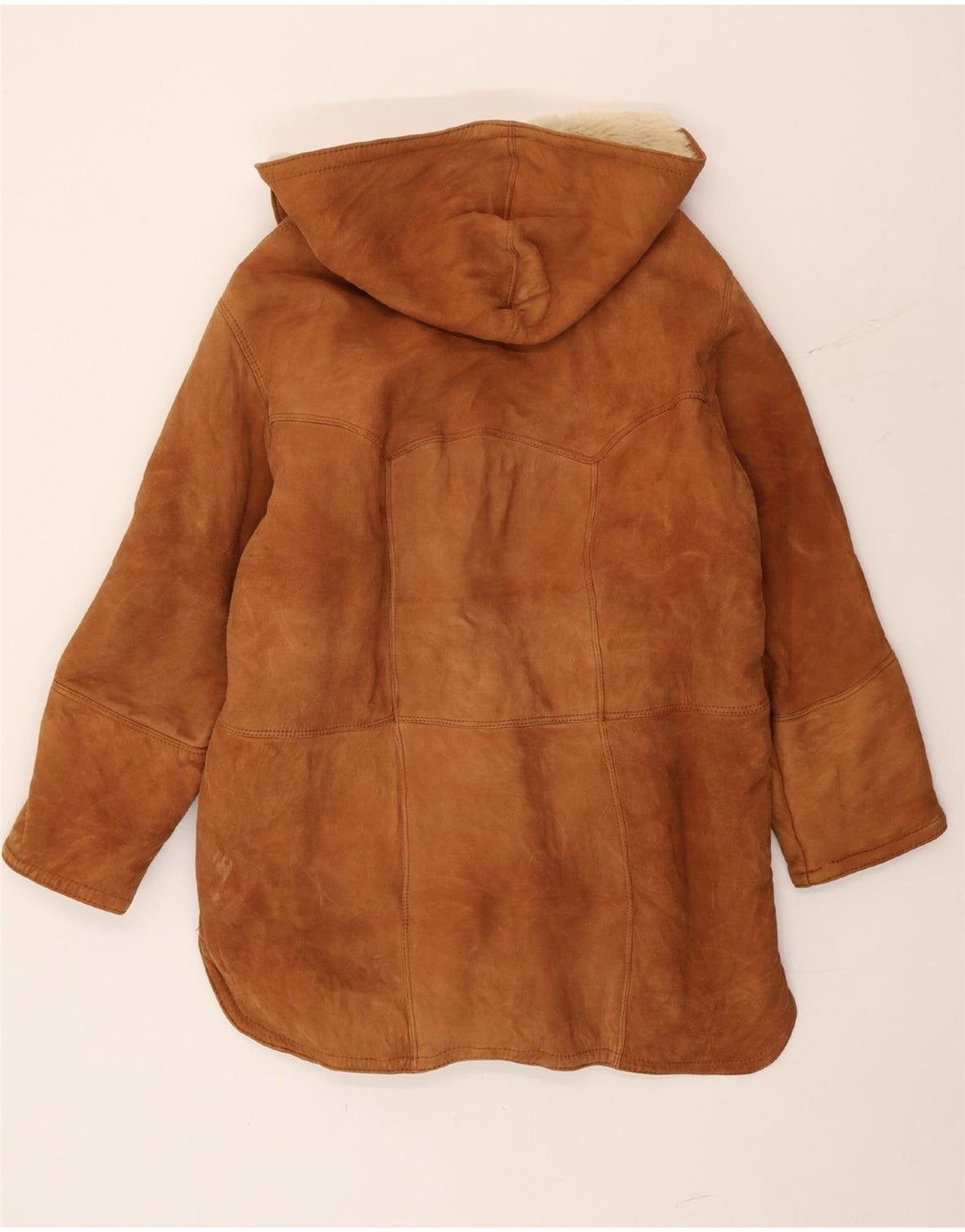Casaco feminino vintage com capuz e shearling IT 44 marrom médio