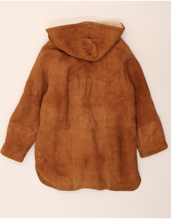 Casaco feminino vintage com capuz e shearling IT 44 marrom médio