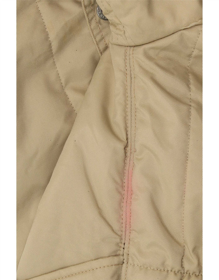 Jaqueta parka feminina com capuz Refrigiwear Reino Unido 16 grande bloco colorido bege
