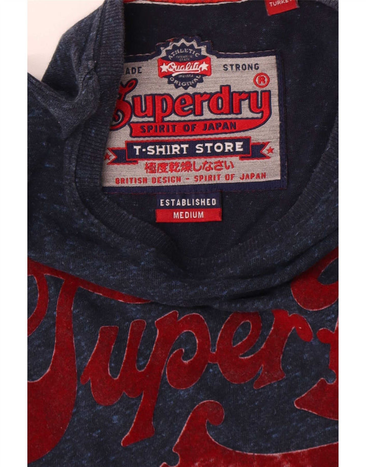 Top gráfico masculino Superdry manga longa médio algodão azul marinho
