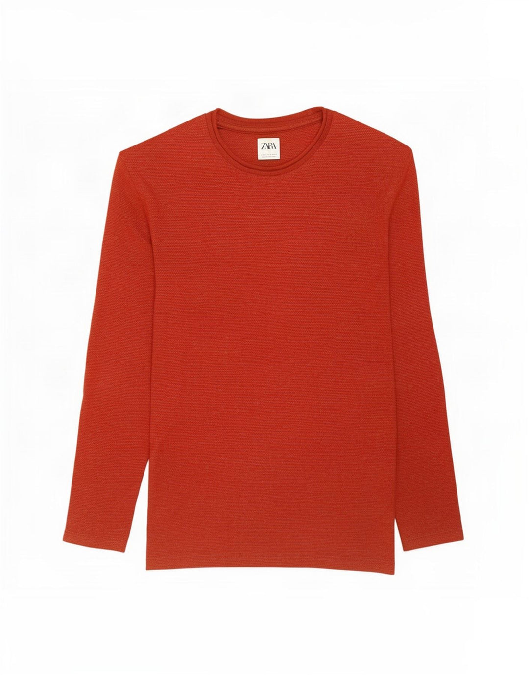 Zara Suéter masculino com gola redonda e algodão vermelho médio