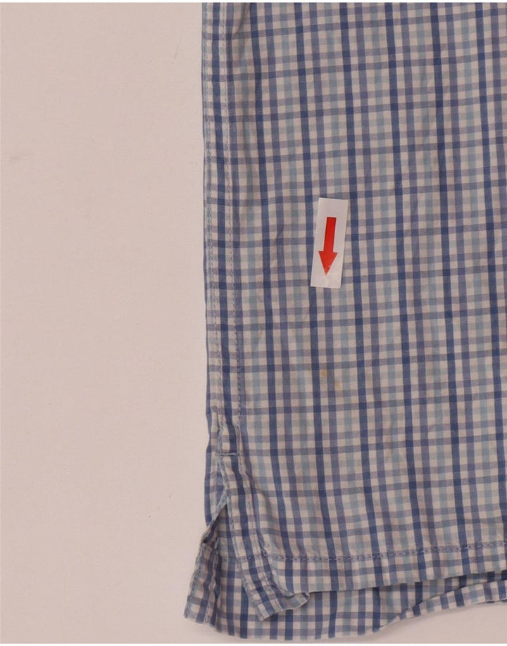 Camisa masculina Izod de manga curta XL azul xadrez algodão