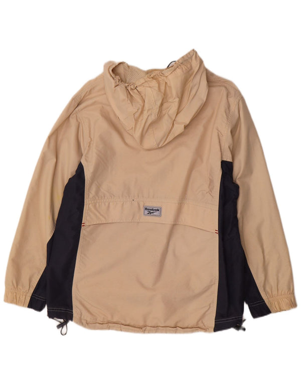 Jaqueta de chuva feminina Reebok com capuz e pulôver UK 12 Medium Beige Colourblock