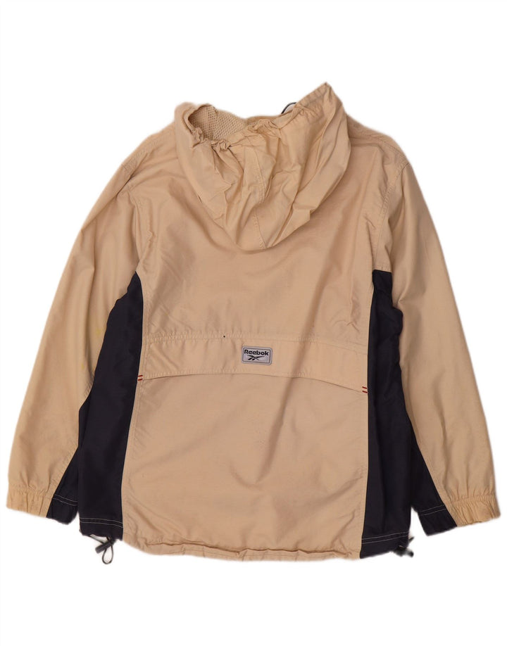 Jaqueta de chuva feminina Reebok com capuz e pulôver UK 12 Medium Beige Colourblock