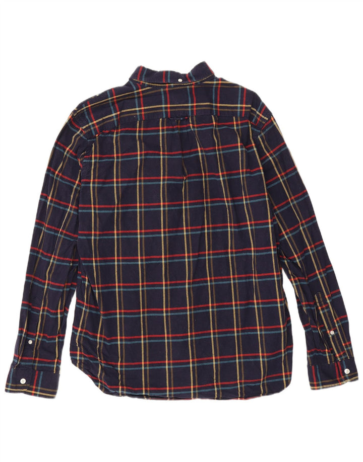 Camisa masculina de flanela J. Crew grande algodão xadrez azul marinho