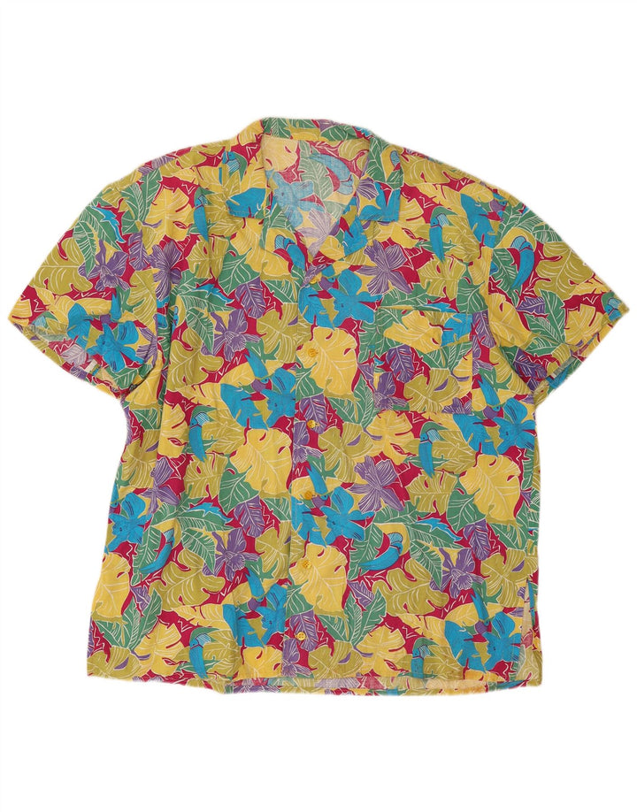 Camisa masculina vintage de manga curta XL multicolorida floral