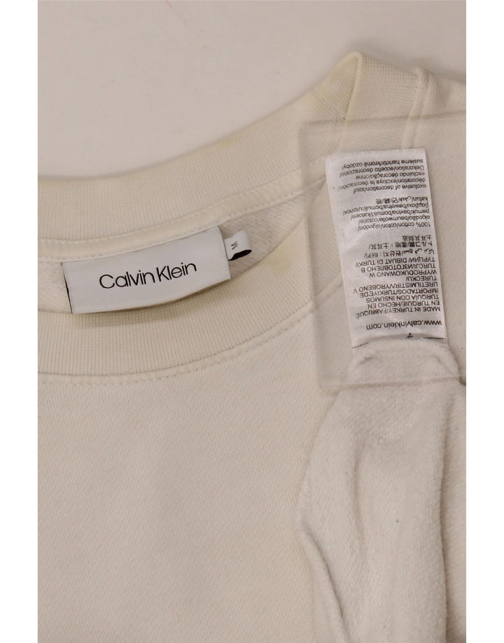 CALVIN KLEIN moletom gráfico masculino jumper médio algodão branco