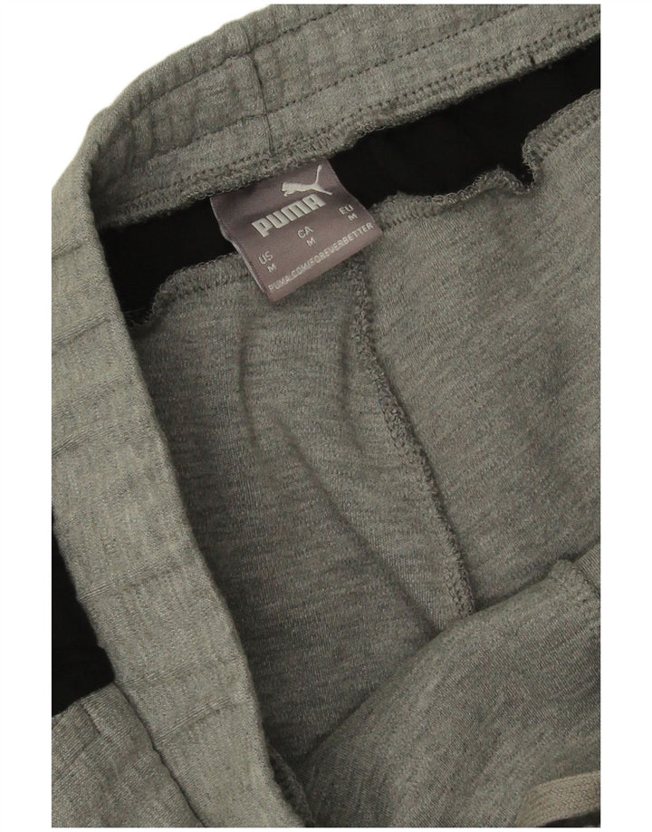 Calça de treino masculina Puma cinza médio algodão colorblock