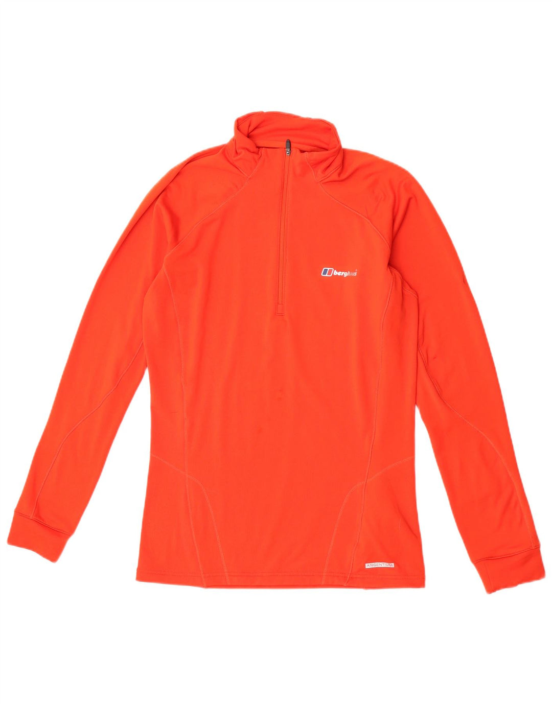 Berghaus Mens Zip Neck Top Manga Longa Médio Laranja Poliéster Esportes