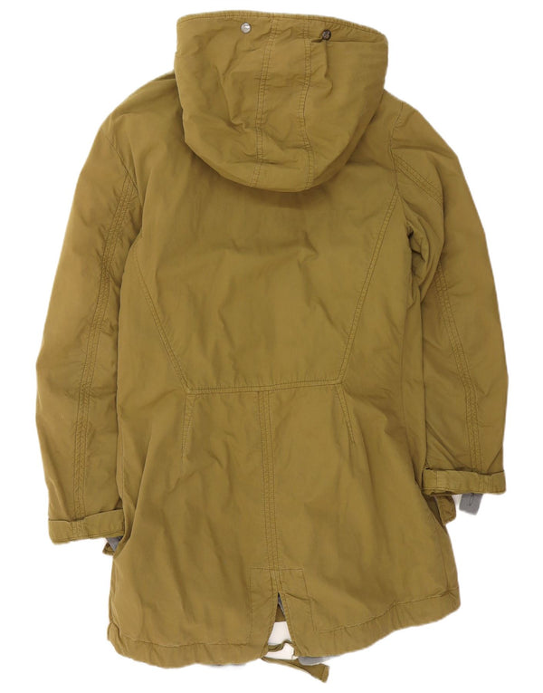 Jaqueta feminina vintage Sherpa Parka com capuz EU 40 algodão cáqui médio