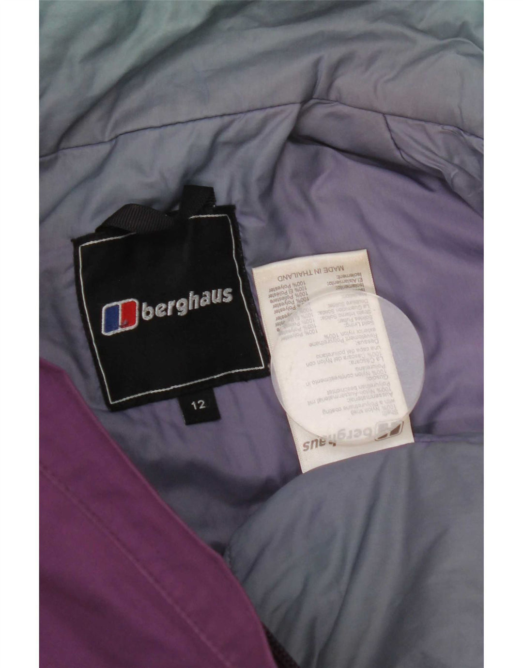 Jaqueta corta-vento feminina com capuz Berghaus UK 12 nylon roxo médio