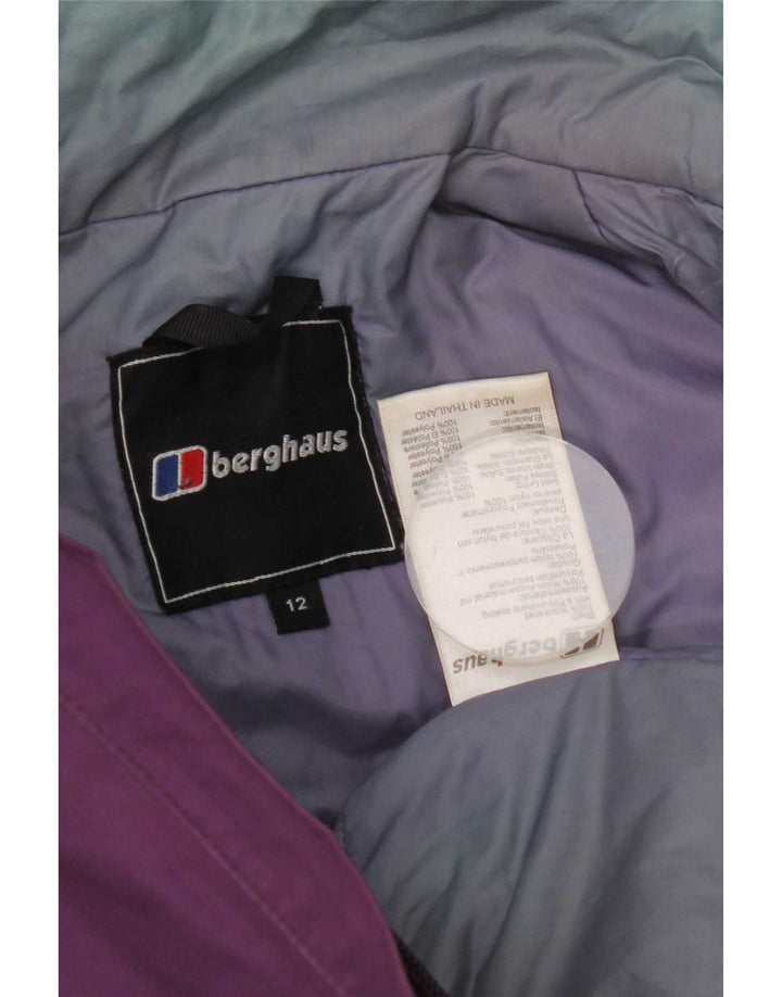 Jaqueta corta-vento feminina com capuz Berghaus UK 12 nylon roxo médio