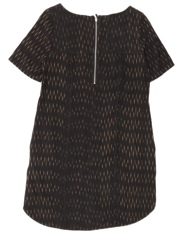 Vestido feminino Monsoon Shift UK 12 algodão manchado preto médio