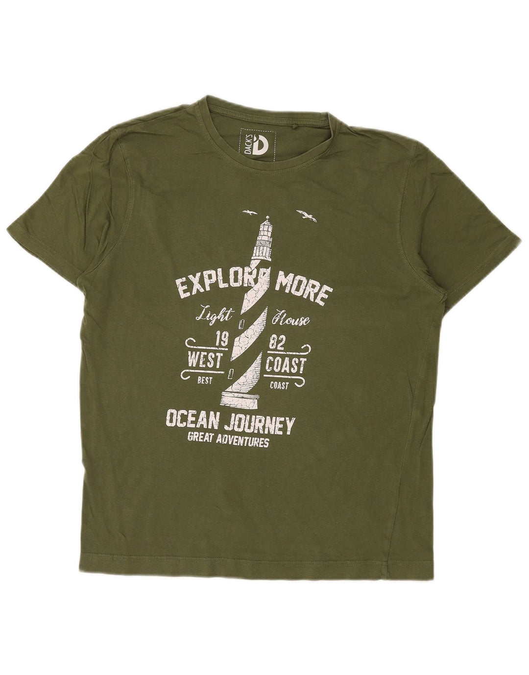 Camiseta gráfica masculina Dack's Top médio de algodão cáqui