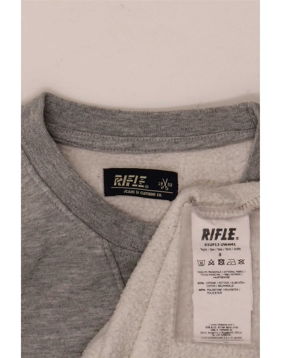 Rifle masculino moletom gráfico jumper pequeno algodão manchado cinza