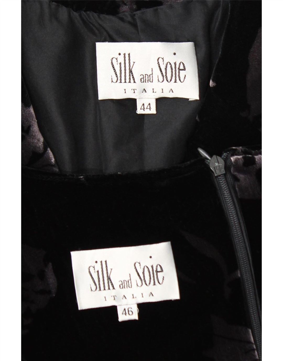 Conjunto feminino de veludo com 3 botões e 2 peças SILK AND SOIE IT 44 médio preto floral