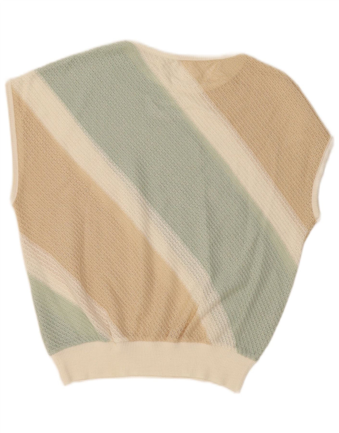 Regata feminina VINTAGE com colete UK 16 grande listrada bege