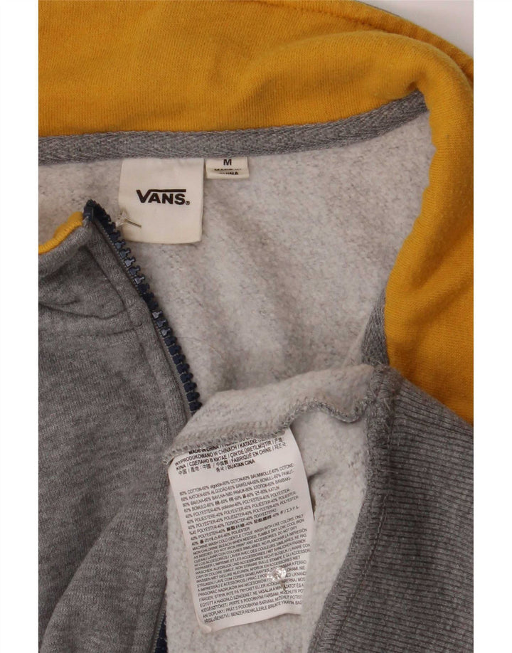 Vans Mens Graphic Zip Neck Moletom Jumper Médio Cinza Algodão