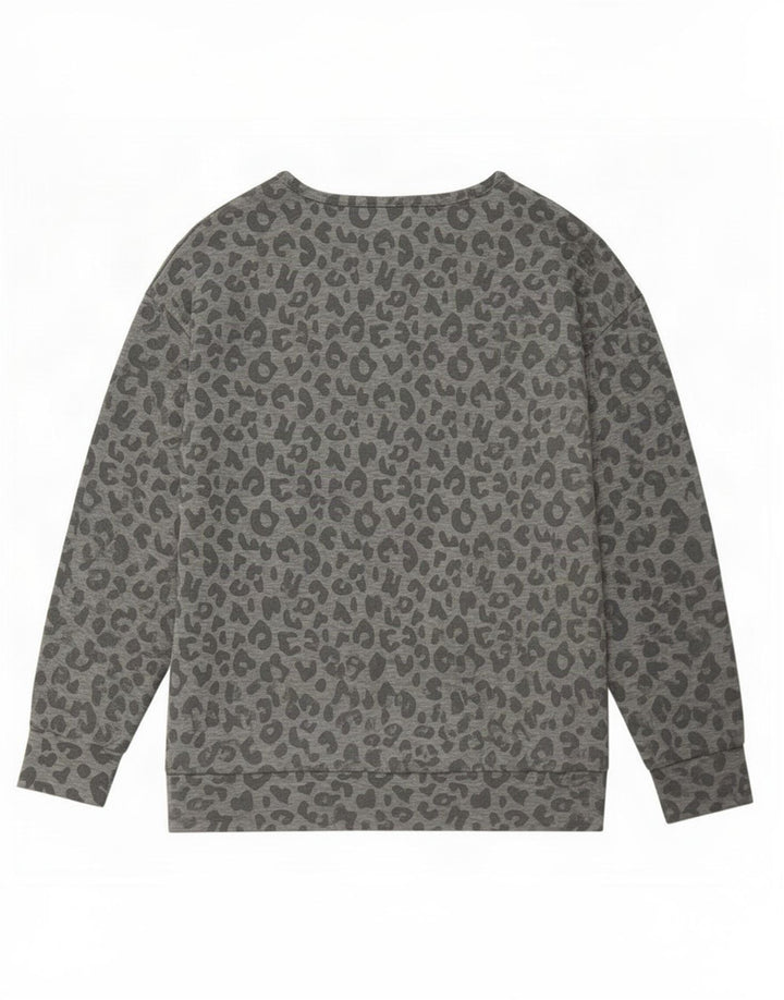 Suéter feminino John Lewis Reino Unido 14 cinza médio com estampa animal