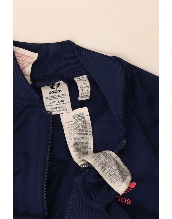 ADIDAS Girls Prime Blue Graphic Tracksuit Top Jacket 12-13 Years Navy Blue Vintage Adidas and Second-Hand Adidas from Messina Hembry 