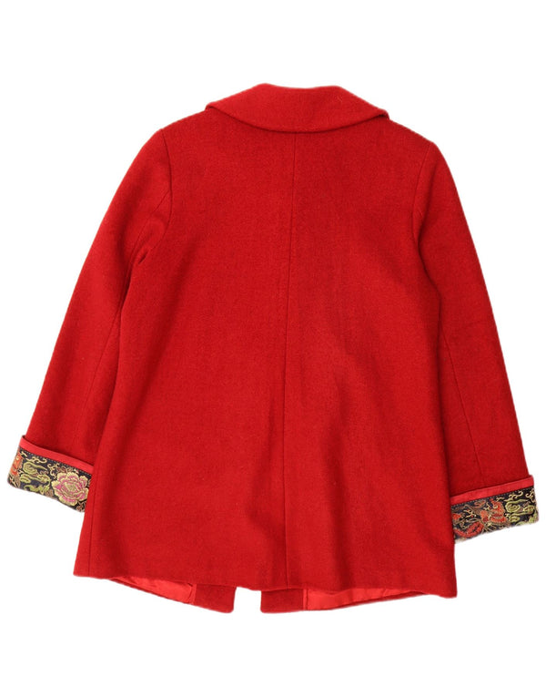 Sobretudo feminino vintage UK 14 Paisley vermelho médio