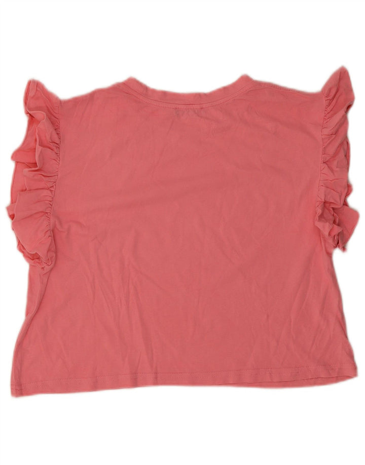 Zara Camiseta Feminina Crop Oversized Top UK 10 Pequeno Rosa