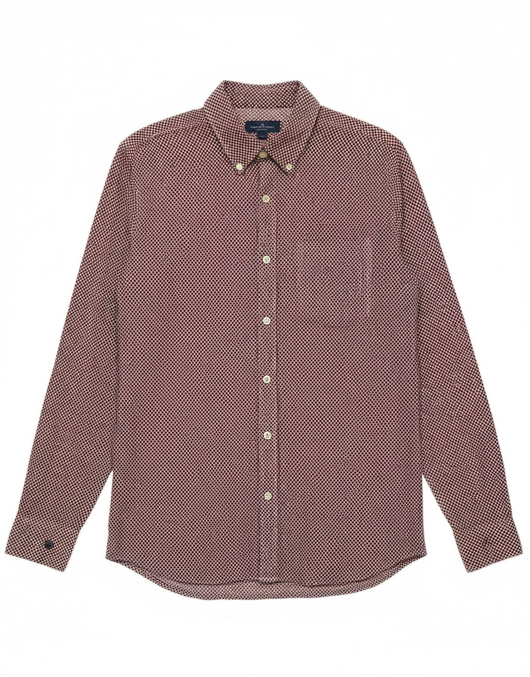 Camisa masculina TED BAKER tamanho 3 algodão geométrico médio Borgonha
