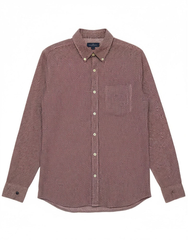 Camisa masculina TED BAKER tamanho 3 algodão geométrico médio Borgonha