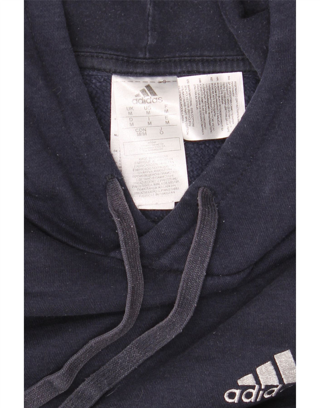 Adidas Mens Hoodie Jumper Médio Azul Marinho Algodão