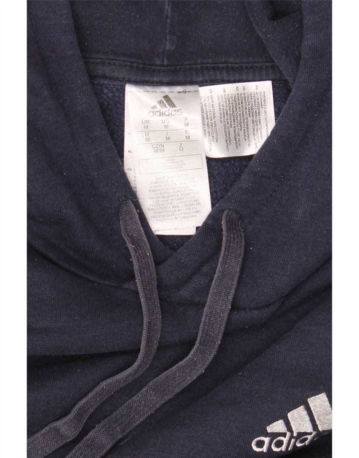 Adidas Mens Hoodie Jumper Médio Azul Marinho Algodão