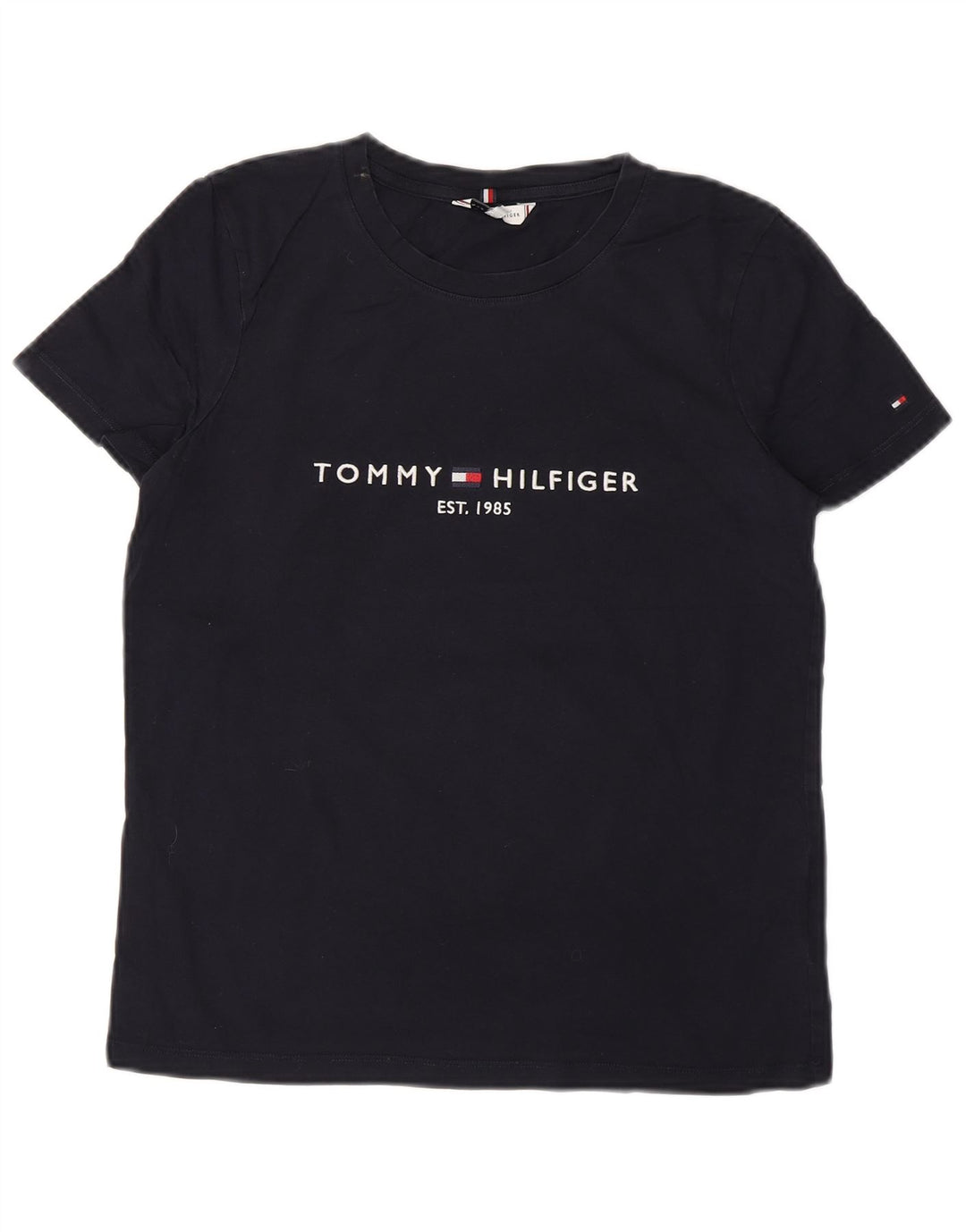 Camiseta feminina TOMMY HILFIGER com estampa gráfica Reino Unido 12 algodão azul marinho médio
