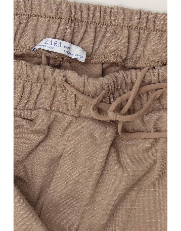 Zara Womens Crop Tracksuit Calças Reino Unido 12 Médio Bege
