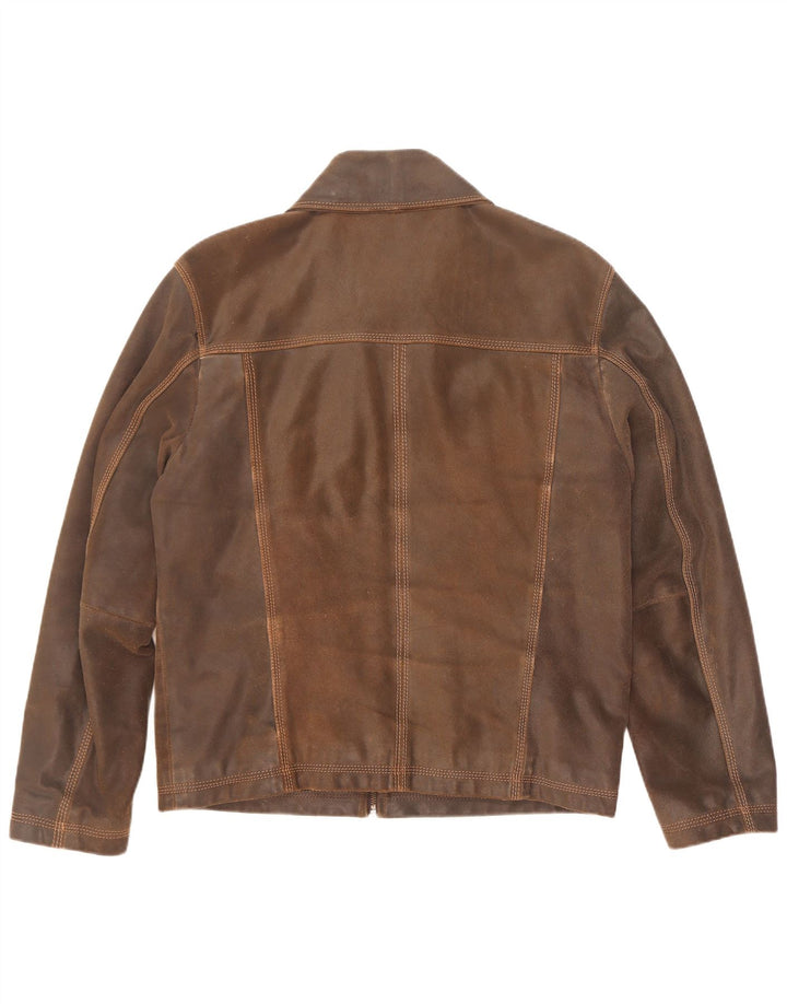 Jaqueta de couro masculina S.Oliver UK 38 marrom médio