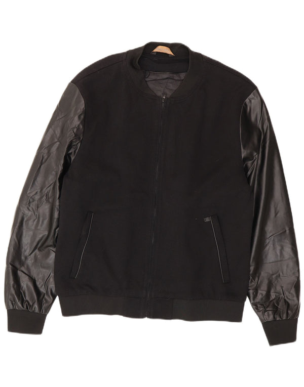 Jaqueta bomber masculina Zara UK 42 XL poliéster preto