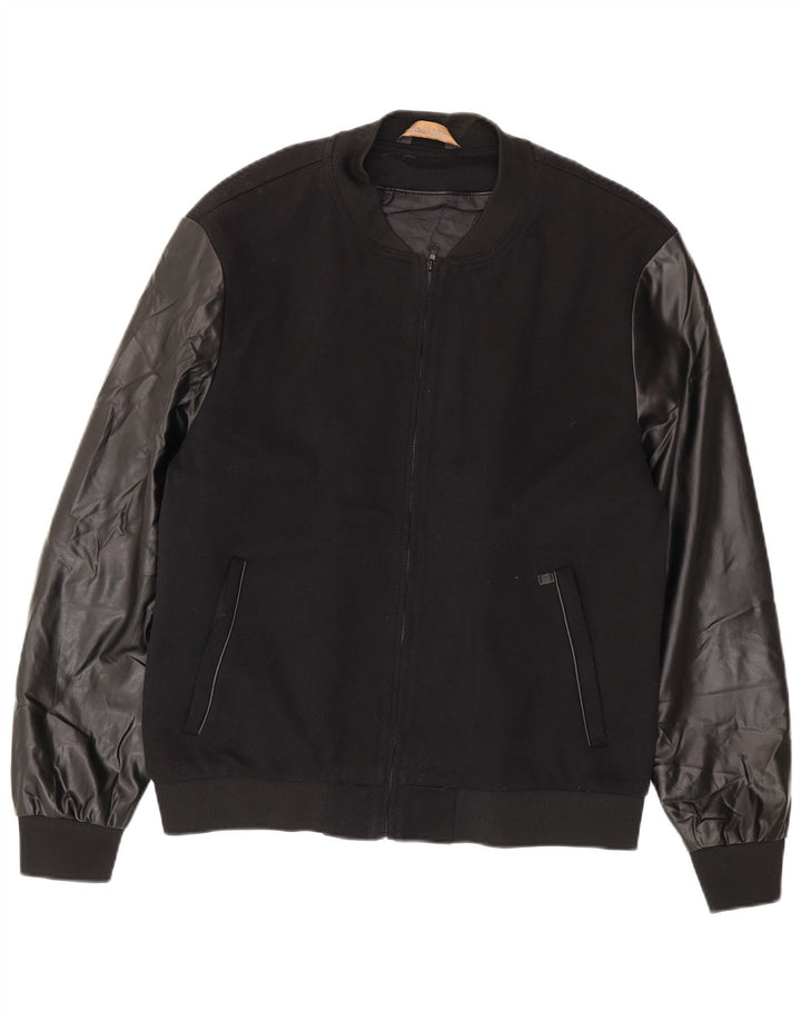 Jaqueta bomber masculina Zara UK 42 XL poliéster preto