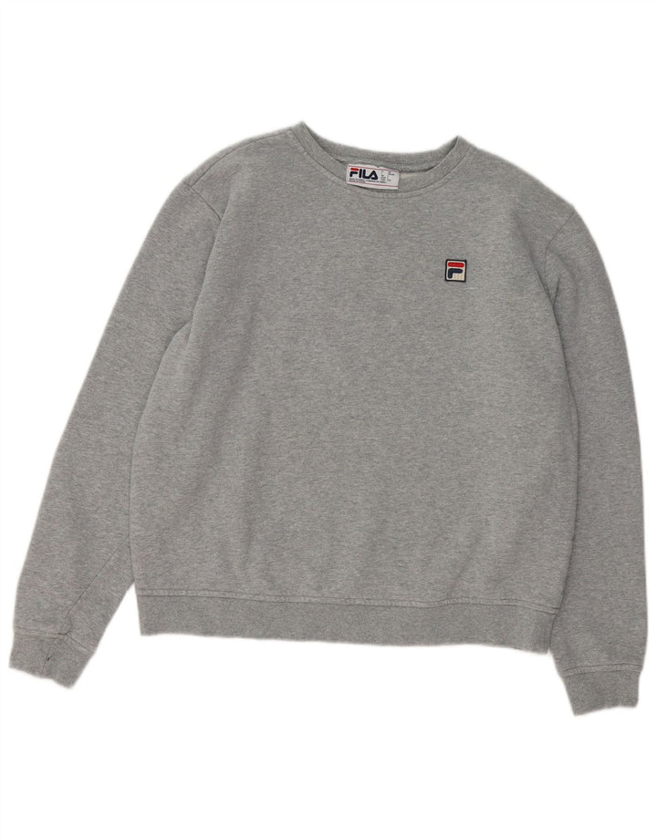 FILA moletom feminino jumper UK 16 grande algodão cinza