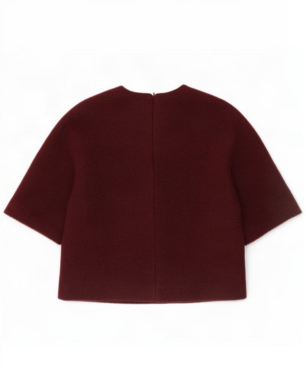 Blusa feminina Zara com ajuste solto Top Reino Unido 6 XS Lã Borgonha