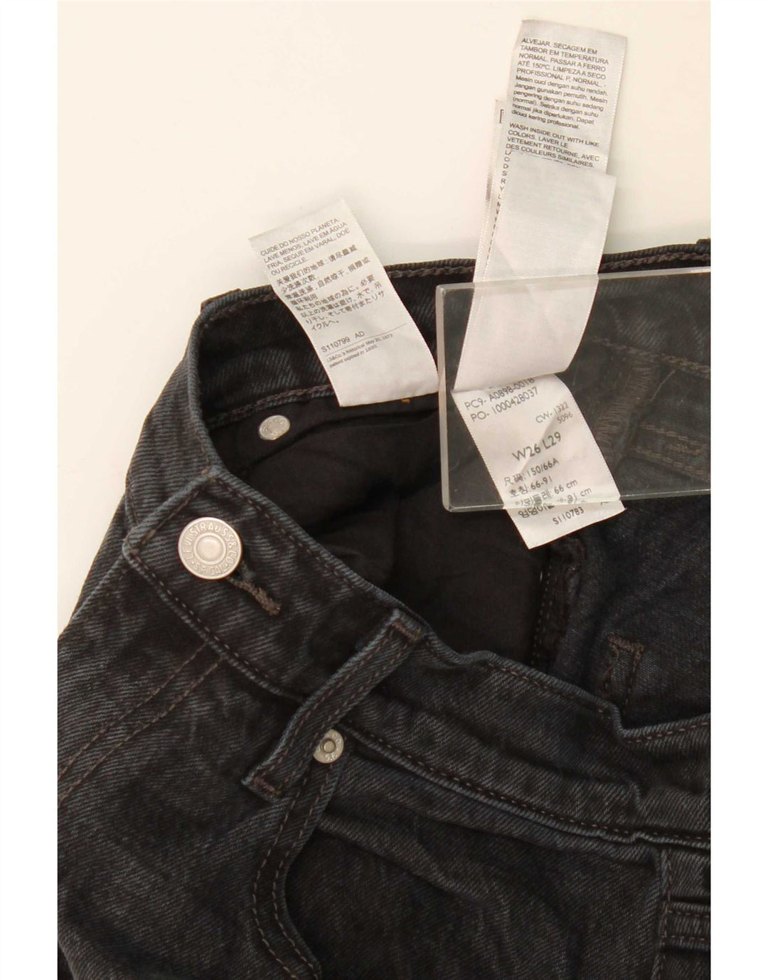 Calça jeans feminina Levi's Tapered W26 L29 algodão preto