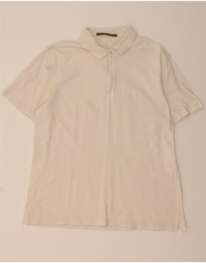 VALENTINO JEANS Mens Polo Shirt XL Off White Cotton Vintage Valentino Jeans and Second-Hand Valentino Jeans from Messina Hembry 