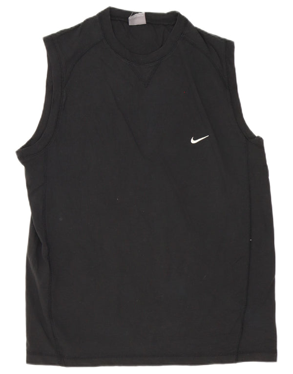 Nike Mens Camiseta Top Médio Algodão Preto