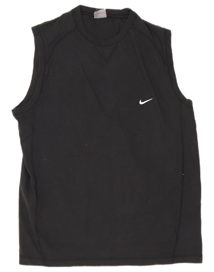 Nike Mens Camiseta Top Médio Algodão Preto