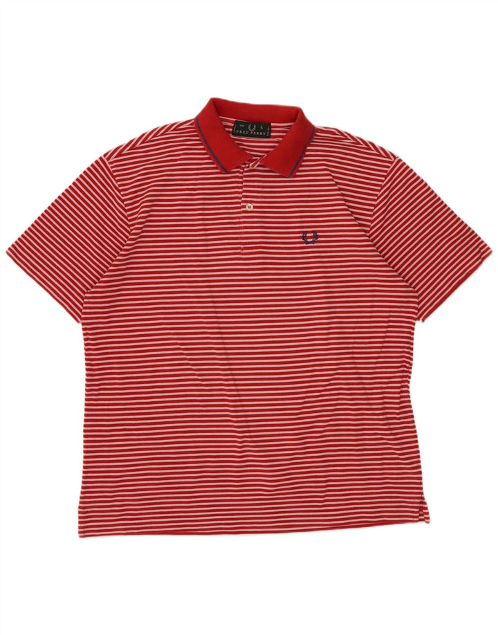 Camisa pólo masculina FRED PERRY grande listrada vermelha