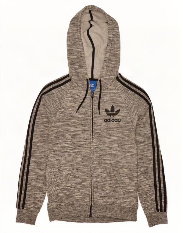 Adidas masculino zip moletom com capuz XS algodão manchado cinza