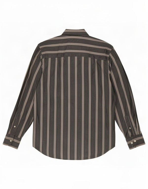Lerros Mens Shirt Medium Grey Striped Cotton