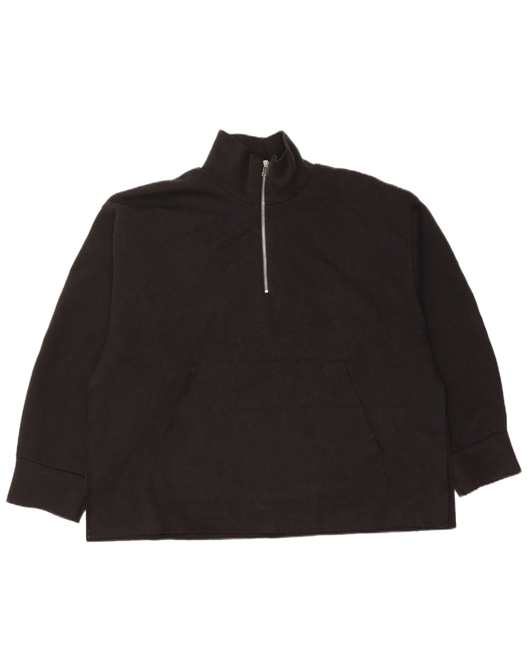 Suéter feminino Zara com zíper e gola alta, Reino Unido 14, médio, preto, poliéster