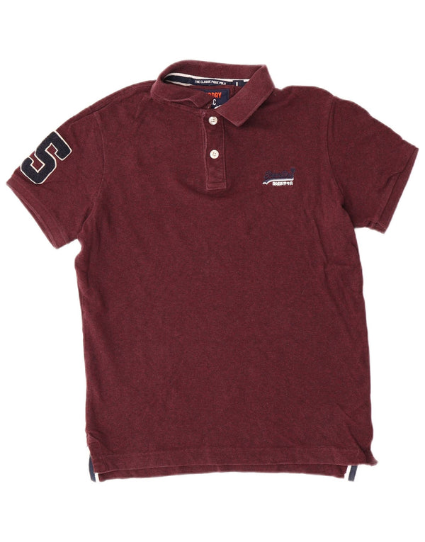 Camisa polo masculina Superdry de manga curta slim fit grande algodão cor de vinho