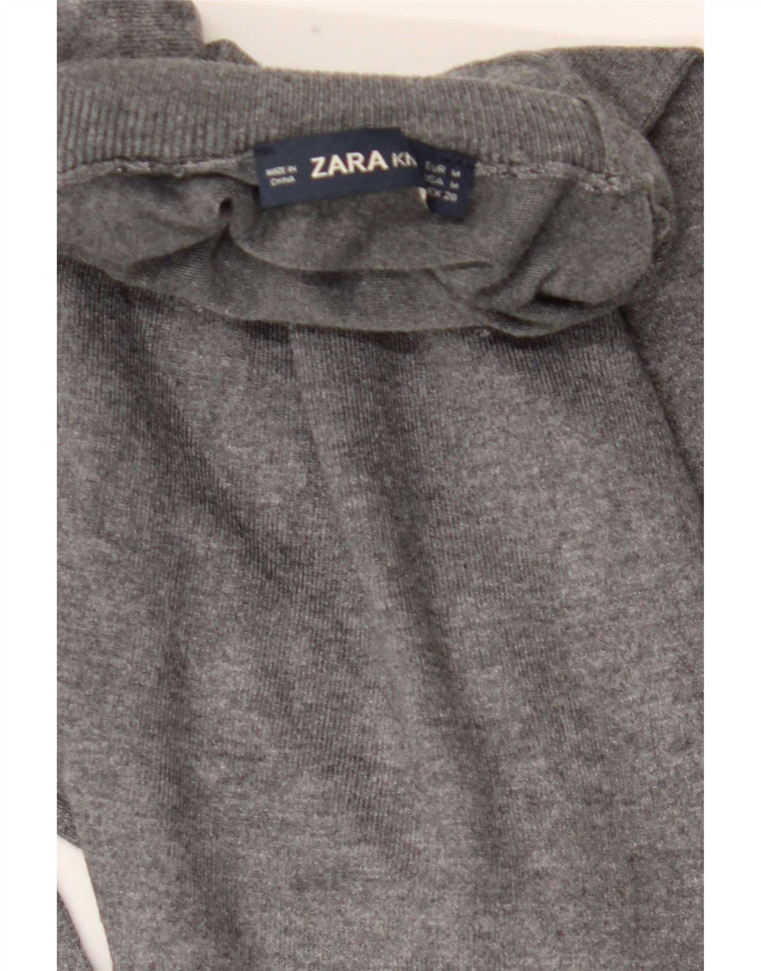 Zara Suéter feminino com gola redonda e gola redonda, Reino Unido 12, cinza médio