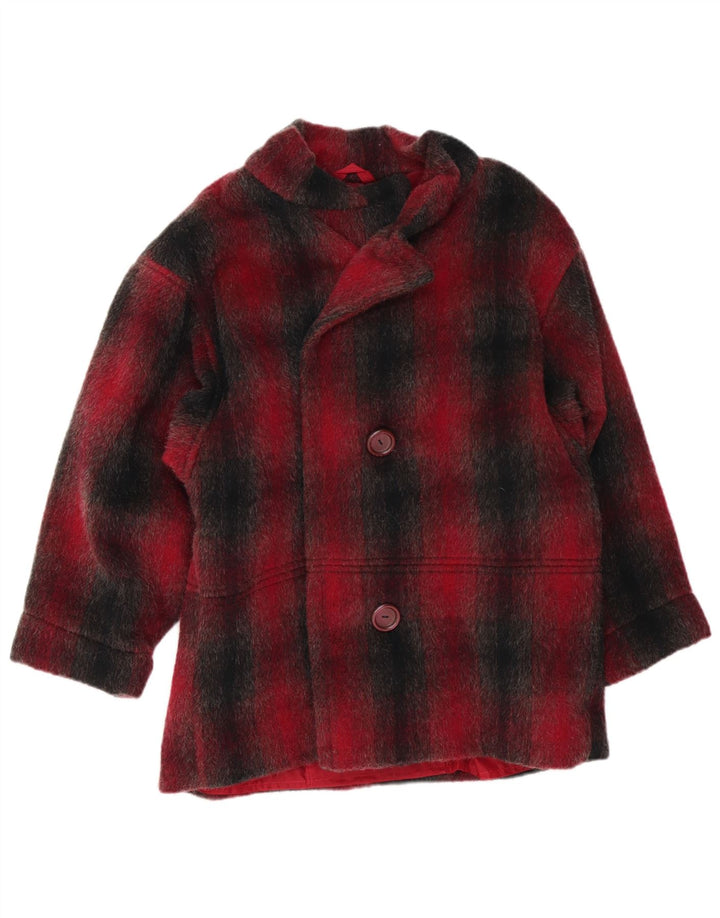 Sobretudo feminino VINTAGE UK 16 grande xadrez vermelho