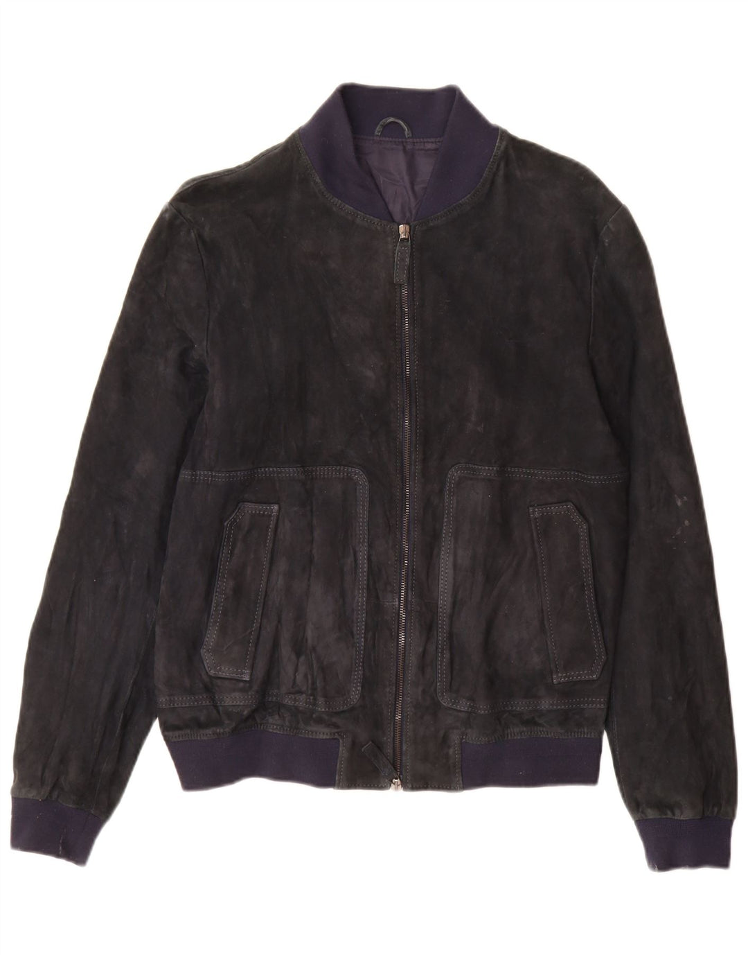 Jaqueta bomber feminina de camurça Jeckerson UK 18 XL azul marinho
